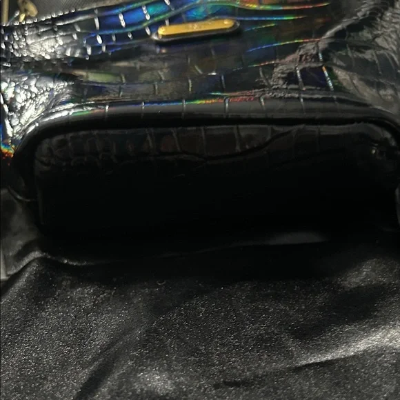 Sharif Black Iridescent Croc-Embossed Leather Bag NWT - Picture 3 of 16